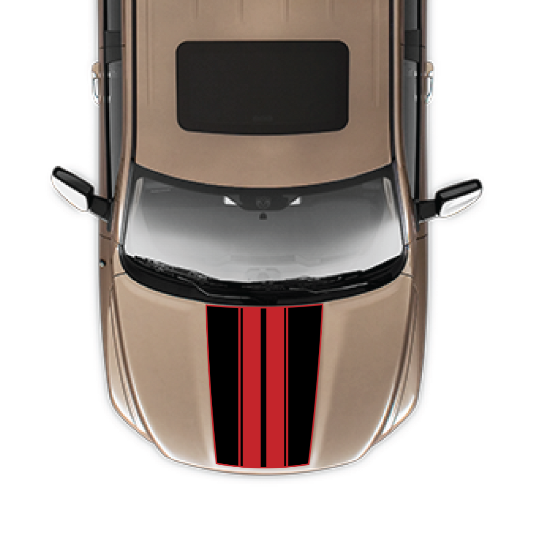 Hood Panel Decal/Sticker - Racing Stripes Graphic Kit - For Ram 1500 2009-2018 - Premium Vinyl
