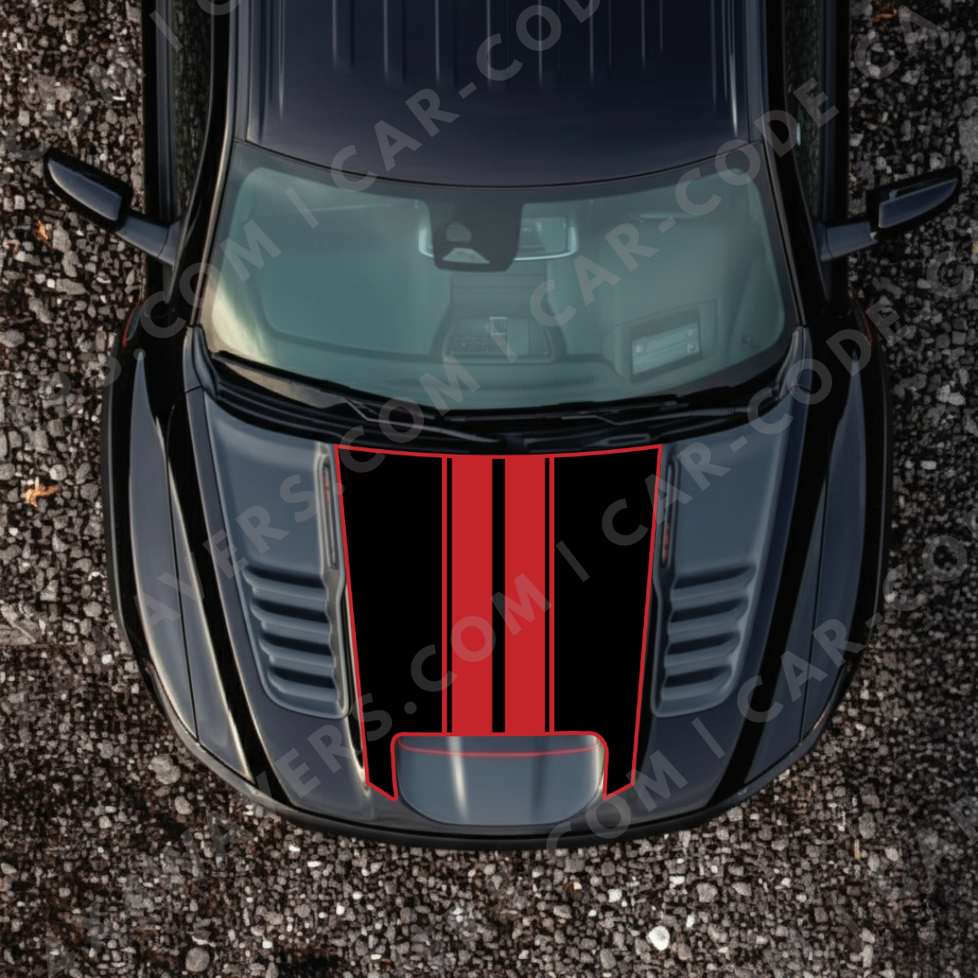 Hood Panel Decal/Sticker - Racing Stripes Graphic Kit - For Ram 1500 2019-2024 TRX - Premium Vinyl