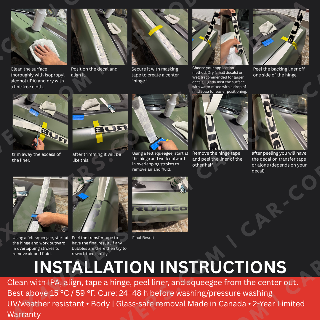 Hood Sides Decal/Sticker - WRANGLER Style Kit – for Jeep Wrangler Models – Made in Canada