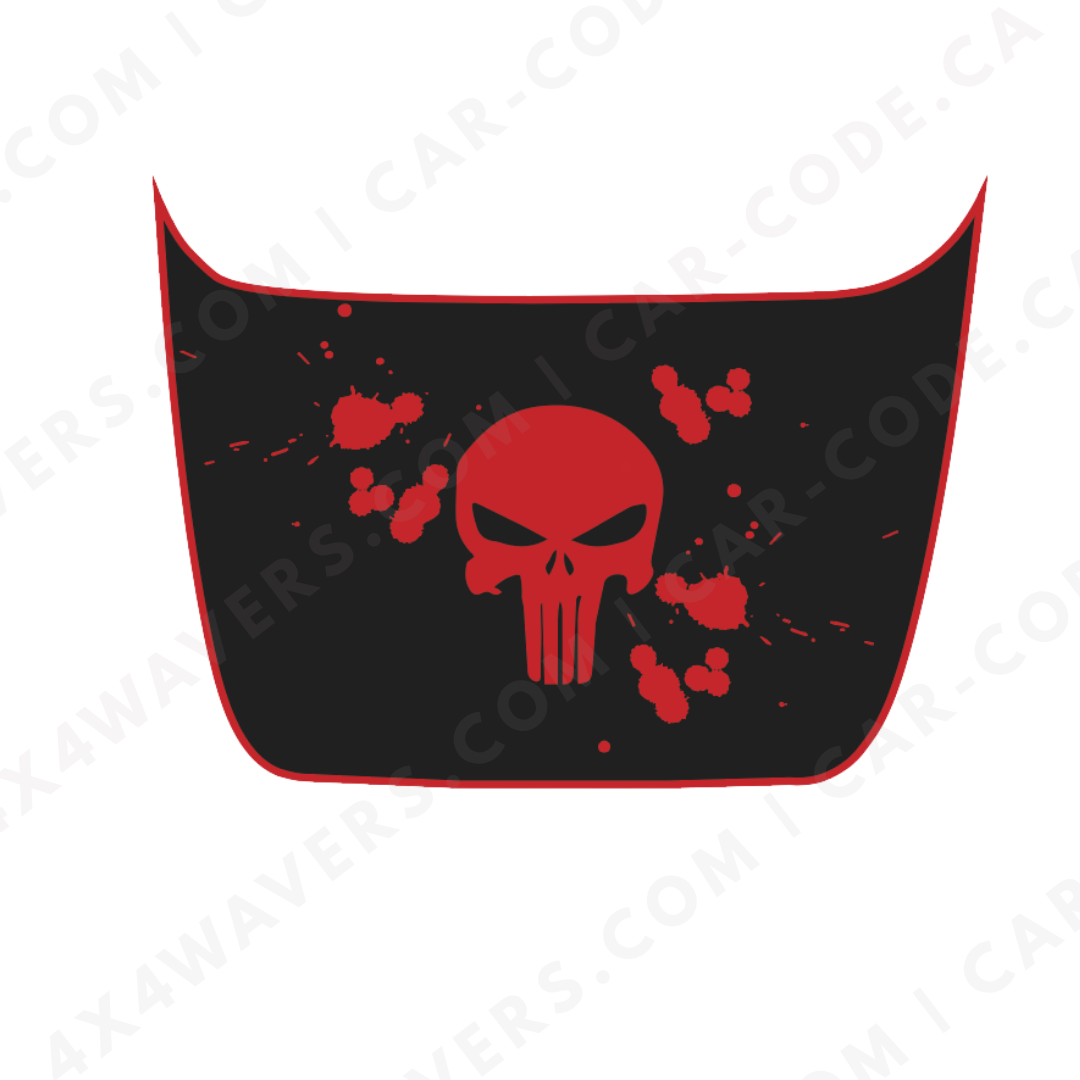 Hood Panel Decal/Sticker - Skull & Paint-Splatter - For Ford F-150 Raptor 2017-2025 - Matte Printed 3M or Avery Cut-Vinyl