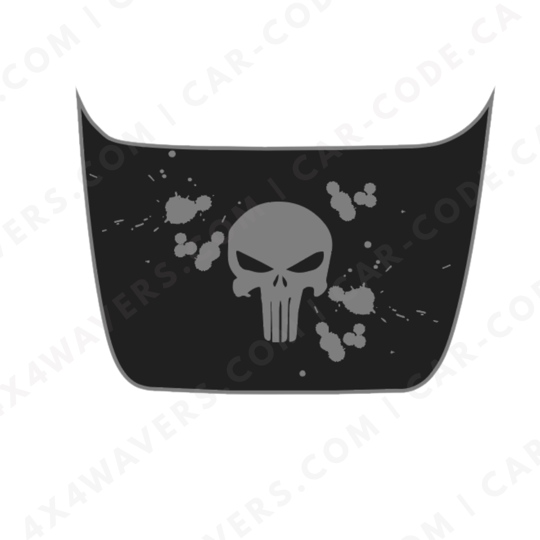 Hood Panel Decal/Sticker - Skull & Paint-Splatter - For Ford F-150 Raptor 2017-2025 - Matte Printed 3M or Avery Cut-Vinyl