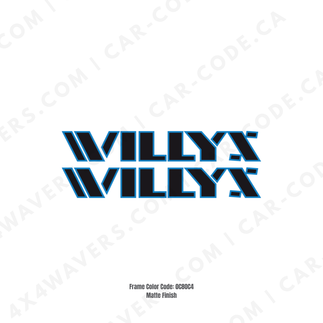 Decal Sticker Kit for Hood Sides – Willys Style Vinyl Car Decals for Jeep Wrangler Models – 2x Willys Decals – Made in Canada
