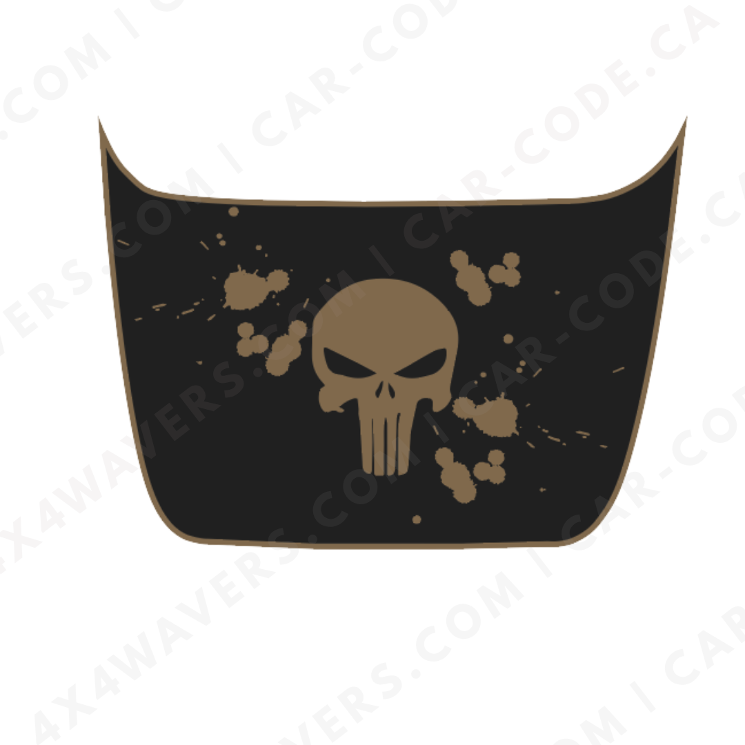 Hood Panel Decal/Sticker - Skull & Paint-Splatter - For Ford F-150 Raptor 2017-2025 - Matte Printed 3M or Avery Cut-Vinyl