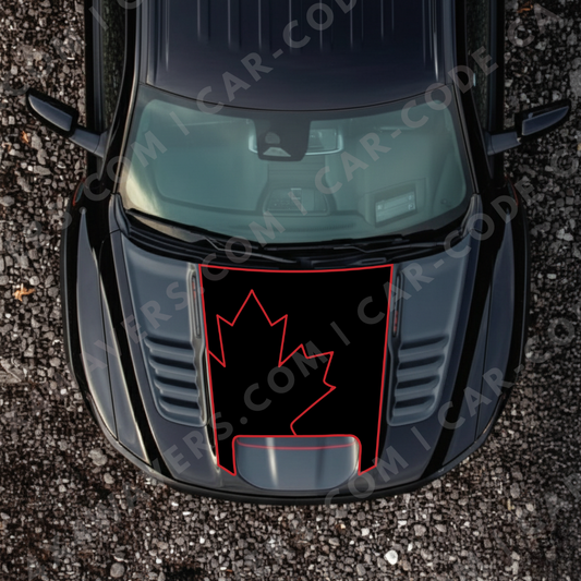 Hood Panel Decal/Sticker - Canada Leaf Graphic Kit - For Ram 1500 2019-2024 TRX - Premium Vinyl