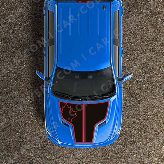 Hood Panel Decal/Sticker - Maple Leaf Graphic Kit - For Ram 1500 2009-2018 Rebel - Premium Vinyl