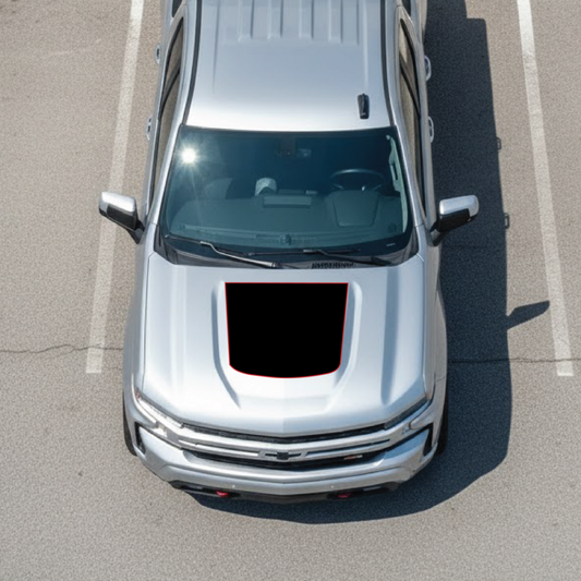 Hood Panel Decal/Sticker - Plain Style Graphic Kit - For Chevrolet Silverado 2019-2024 - Premium Vinyl
