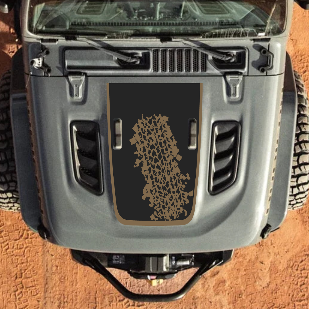 Hood Decal/Sticker – MUD Style Kit for JL/JLU/JT/4XE Rubicon Hood – Made in Canada