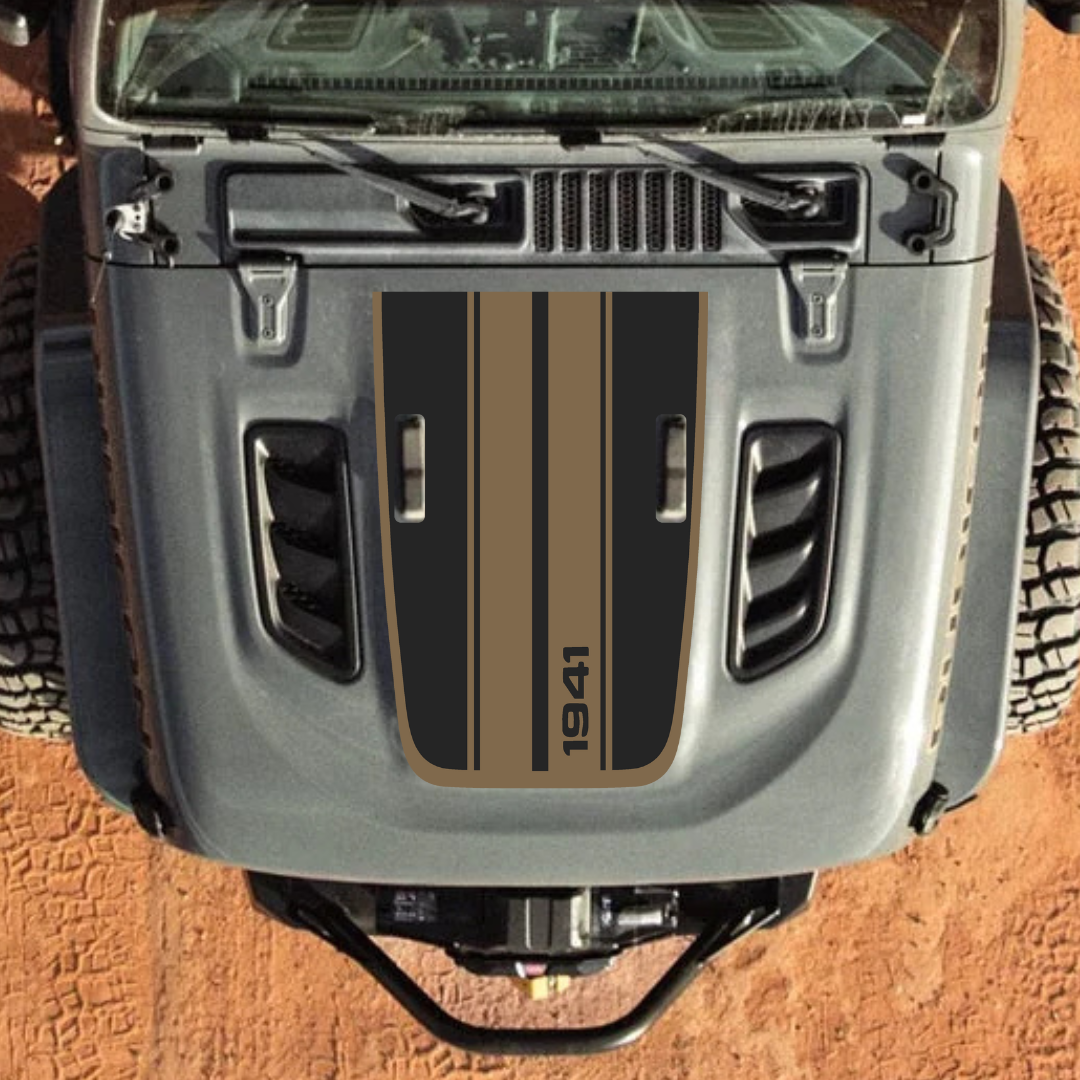 STRIPE Decal Sticker Kit for JL Rubicon Hood – Vinyl Car Decals for Jeep Wrangler Models – Made in Canada - Compatible with JL 2018 - 2025