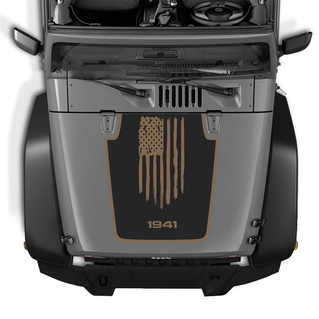 Hood Decal/Sticker - AMERICA 1941 Style Kit – for JK 2007-2018  – Made in Canada