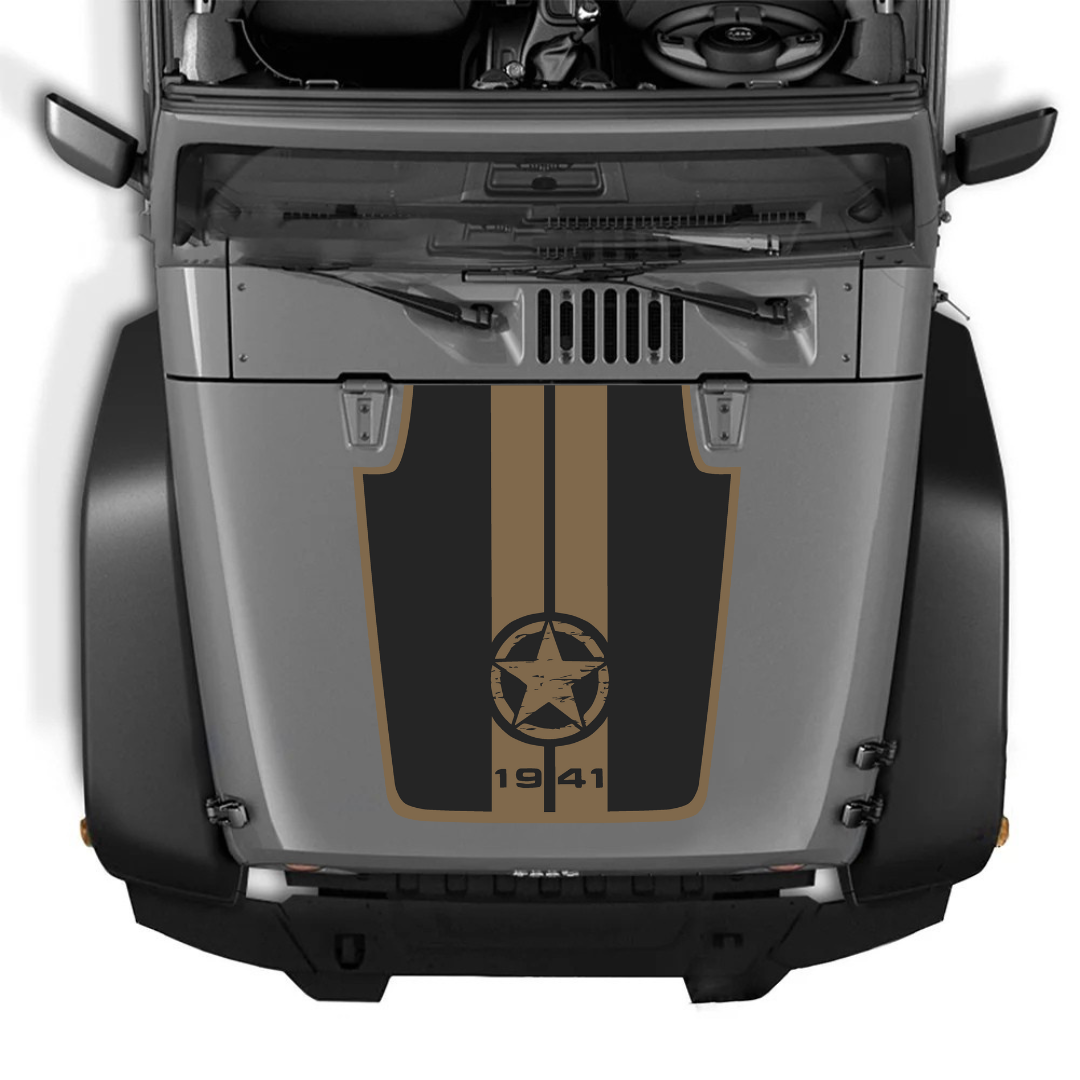 Hood Decal/Sticker - Star 1941 Style Kit – for JK 2007-2018  – Made in Canada