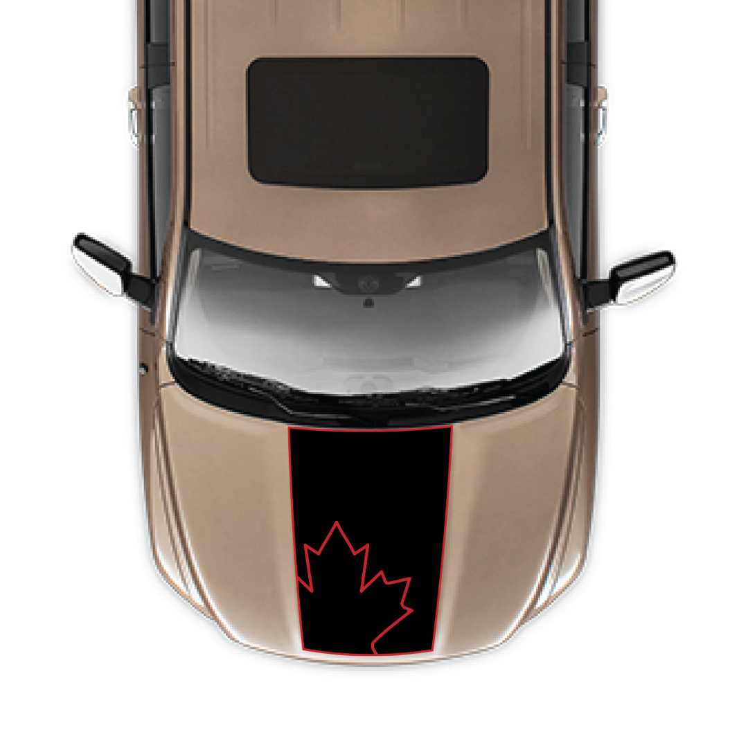 Hood Panel Decal/Sticker - Maple Leaf Graphic Kit - For Ram 1500 2009-2018 - Premium Vinyl