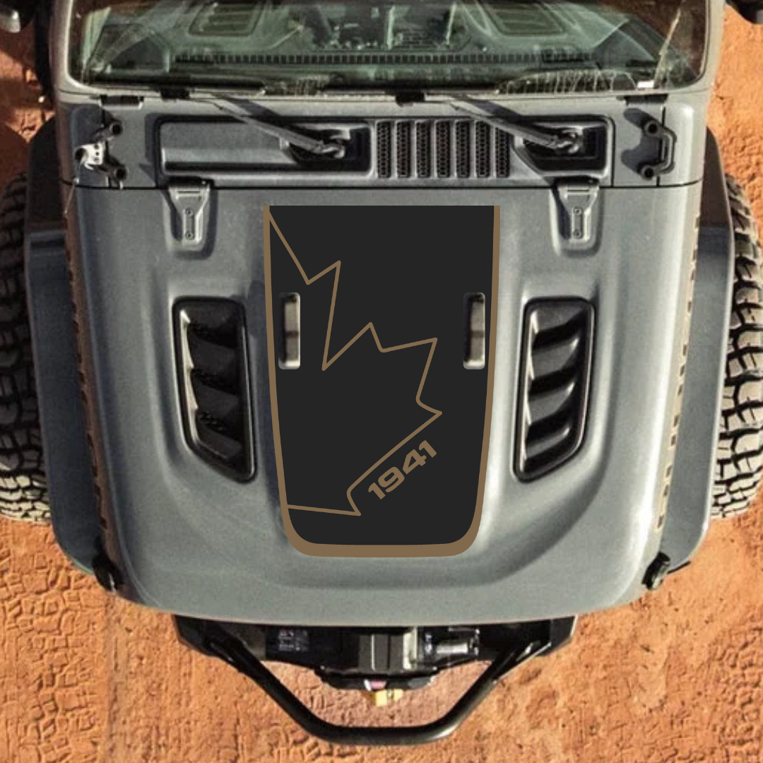 Hood Decal/Sticker – CANADA 1941 Style Kit – for JL/JLU/JT/4XE Rubicon Hood – Made in Canada