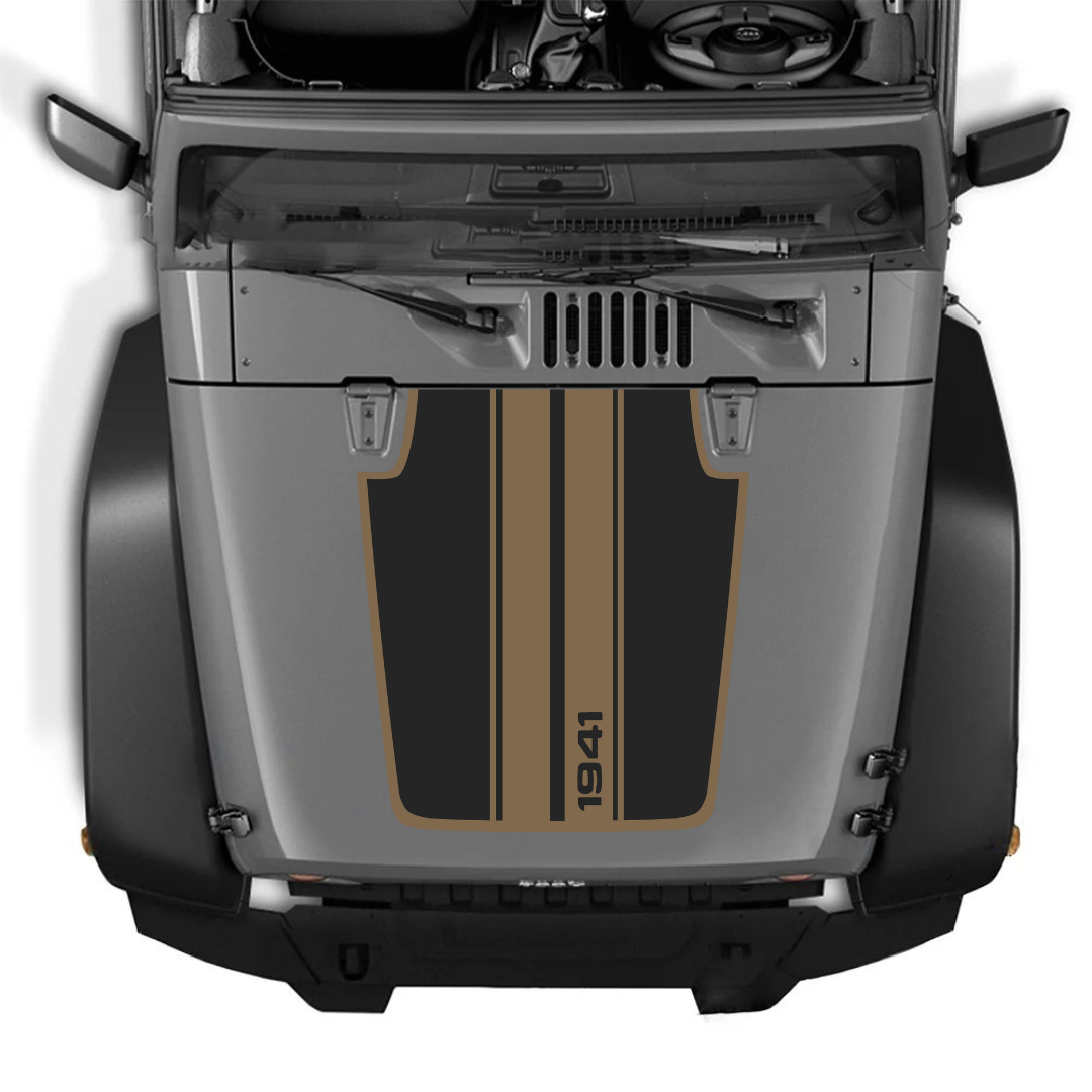 Hood Decal/Sticker - STRIPE 1941 Style Kit – for JK 2007-2018  – Made in Canada