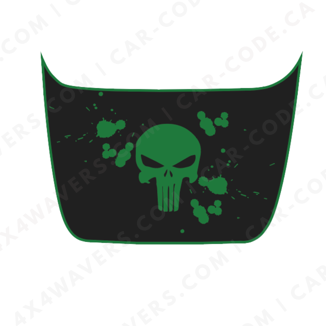 Hood Panel Decal/Sticker - Skull & Paint-Splatter - For Ford F-150 Raptor 2017-2025 - Matte Printed 3M or Avery Cut-Vinyl