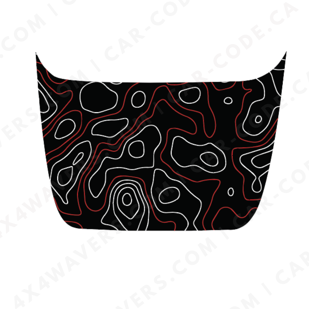 Hood Panel Decal/Sticker - Topographic Lines - For Ford F-150 Raptor 2017-2025 - Matte Printed 3M or Avery Cut-Vinyl