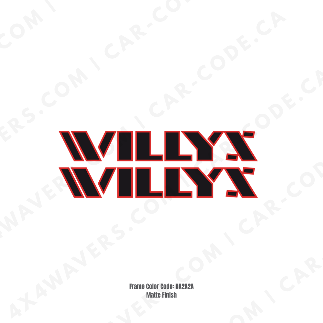 Decal Sticker Kit for Hood Sides – Willys Style Vinyl Car Decals for Jeep Wrangler Models – 2x Willys Decals – Made in Canada
