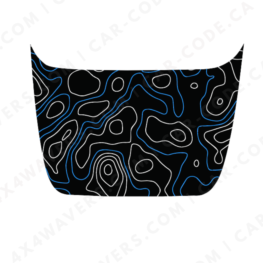 Hood Panel Decal/Sticker - Topographic Lines - For Ford F-150 Raptor 2017-2025 - Matte Printed 3M or Avery Cut-Vinyl