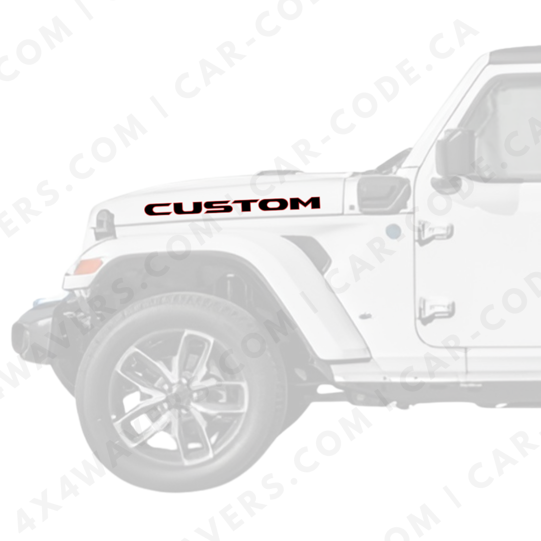 Decal Sticker Kit for Hood Sides – Custom Style Vinyl Car Decals for Jeep Wrangler Models – 2x Custom Decals – Made in Canada