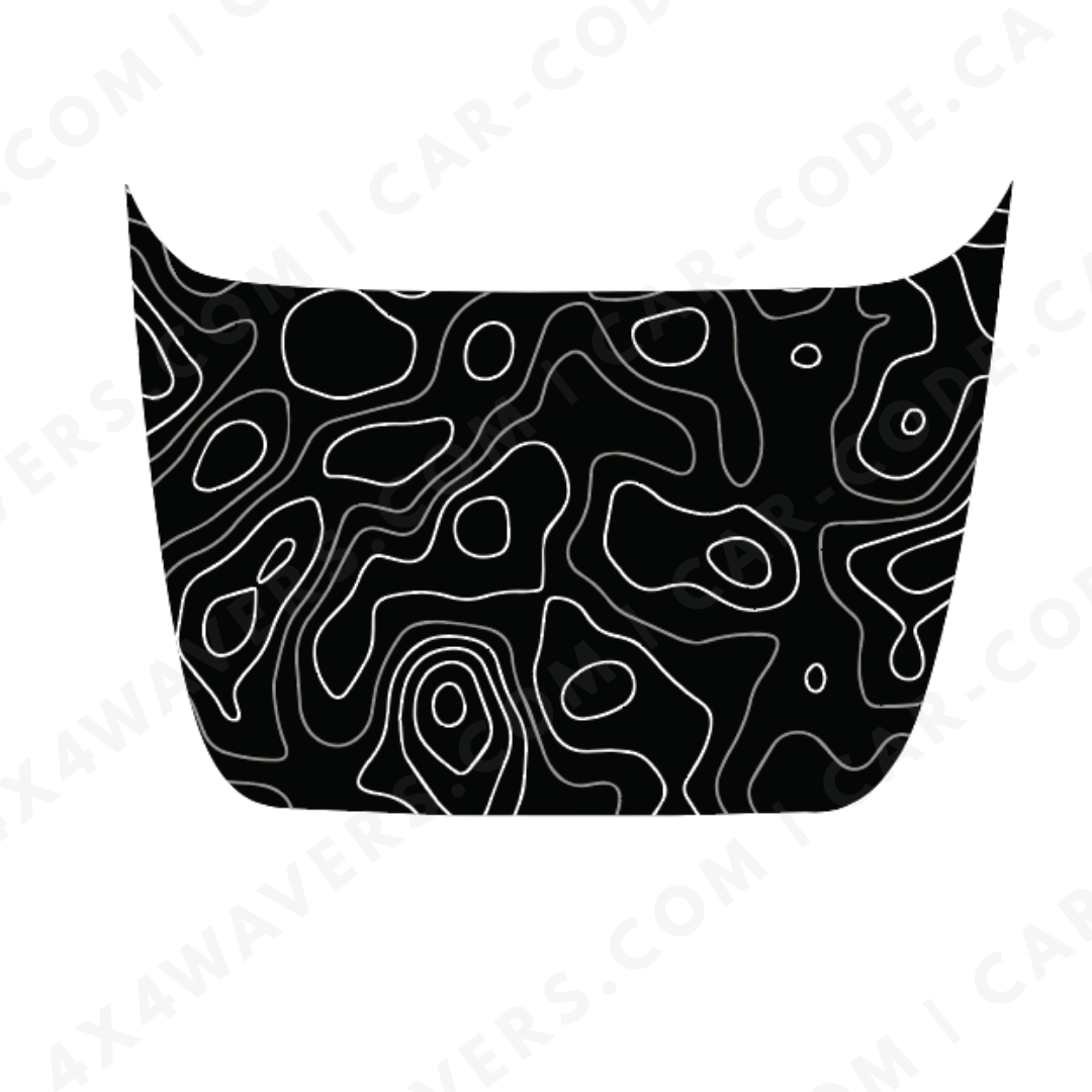 Hood Panel Decal/Sticker - Topographic Lines - For Ford F-150 Raptor 2017-2025 - Matte Printed 3M or Avery Cut-Vinyl
