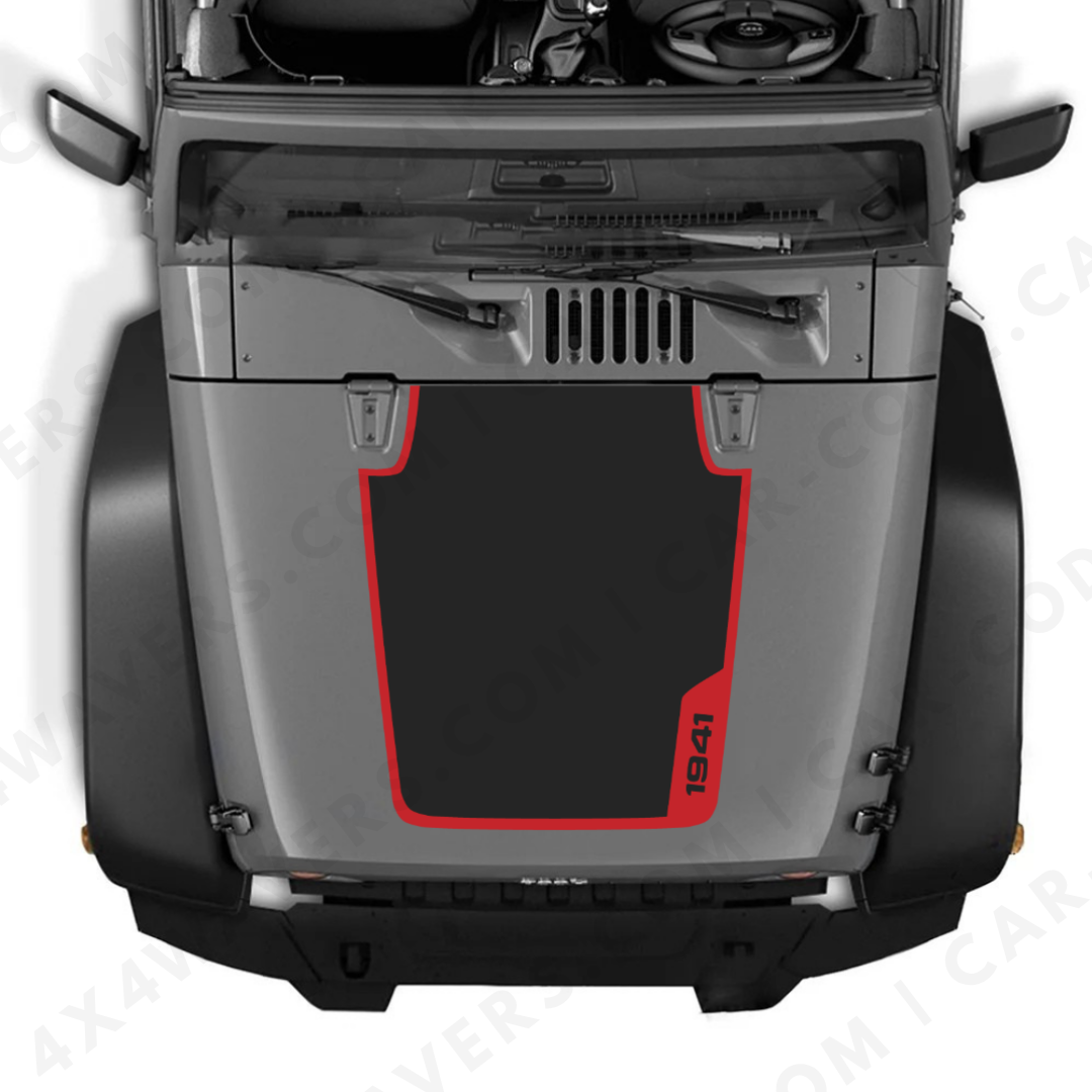 Decal Sticker Kit for JK Hood 1941 Style – Vinyl Car Decals for Jeep Wrangler Models – Made in Canada Compatible with JK 2007 - 2018