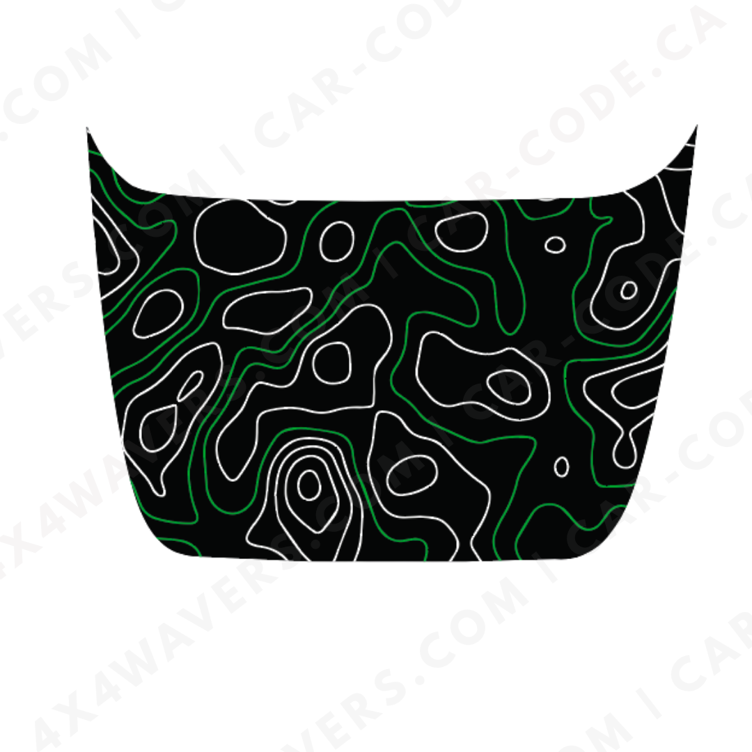 Hood Panel Decal/Sticker - Topographic Lines - For Ford F-150 Raptor 2017-2025 - Matte Printed 3M or Avery Cut-Vinyl