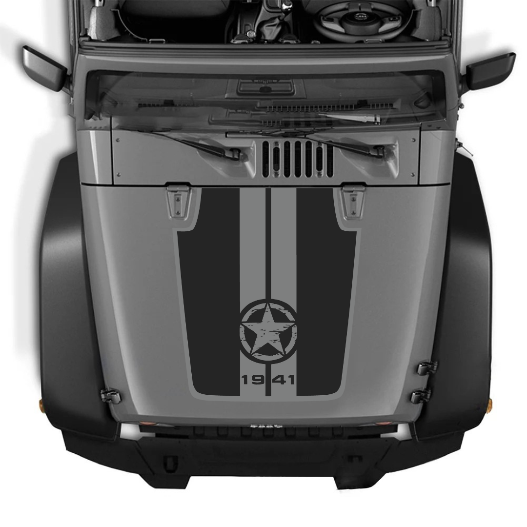 Hood Decal/Sticker - Star 1941 Style Kit – for JK 2007-2018  – Made in Canada