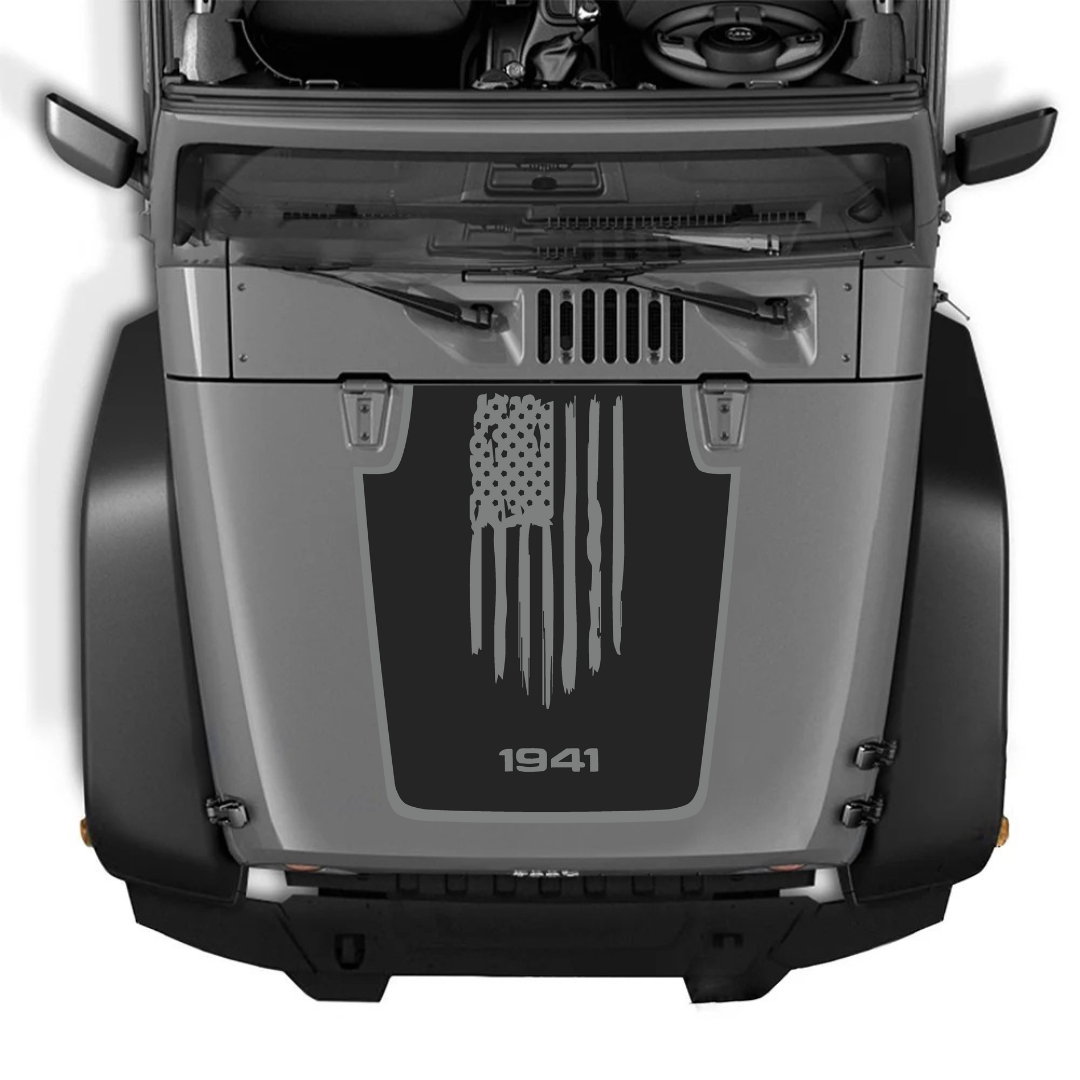 Hood Decal/Sticker - AMERICA 1941 Style Kit – for JK 2007-2018  – Made in Canada