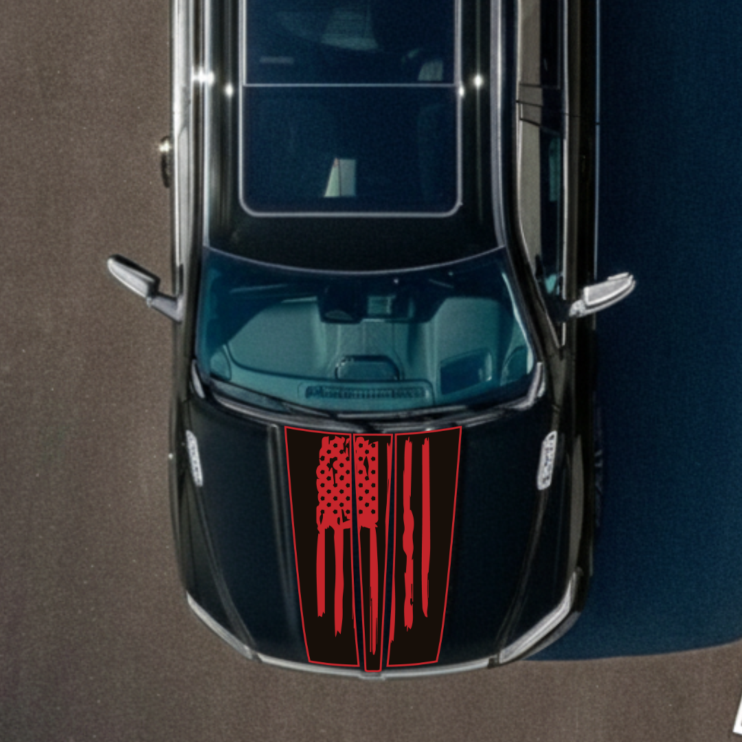 Hood Panel Decal/Sticker - USA flag Graphic Kit - For Ram 1500 2019-2025 - Premium Vinyl