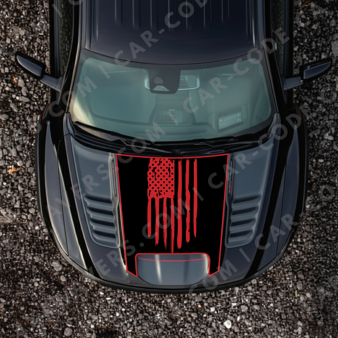 Hood Panel Decal/Sticker - USA flag Graphic Kit - For Ram 1500 2019-2024 TRX - Premium Vinyl