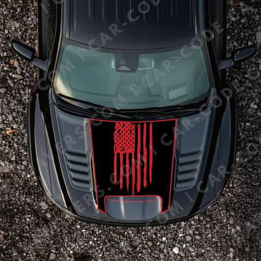Hood Panel Decal/Sticker - USA flag Graphic Kit - For Ram 1500 2019-2024 TRX - Premium Vinyl