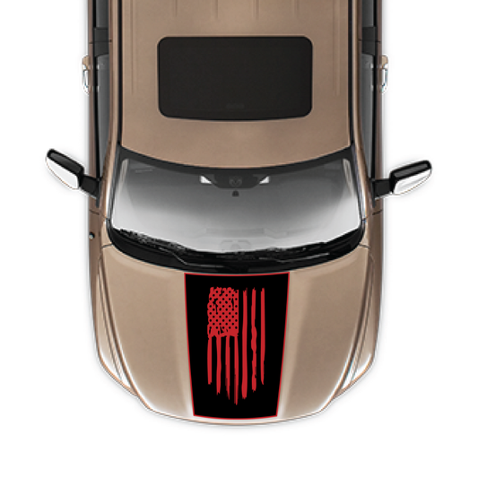 Hood Panel Decal/Sticker - USA flag Graphic Kit - For Ram 1500 2009-2018 - Premium Vinyl