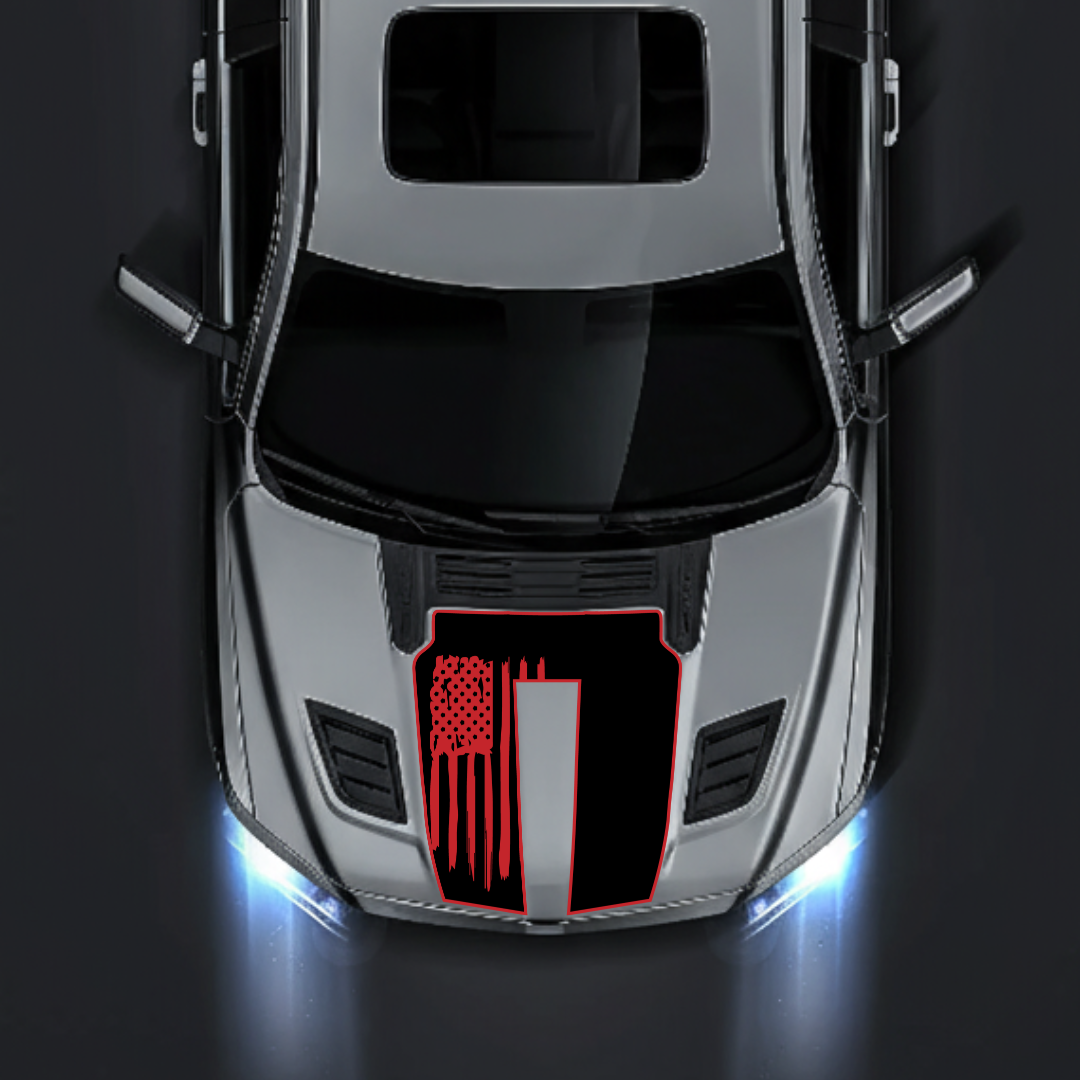 Hood Panel Decal/Sticker - USA flag Graphic Kit - For Ram 1500 2019-2025 Rebel - Premium Vinyl