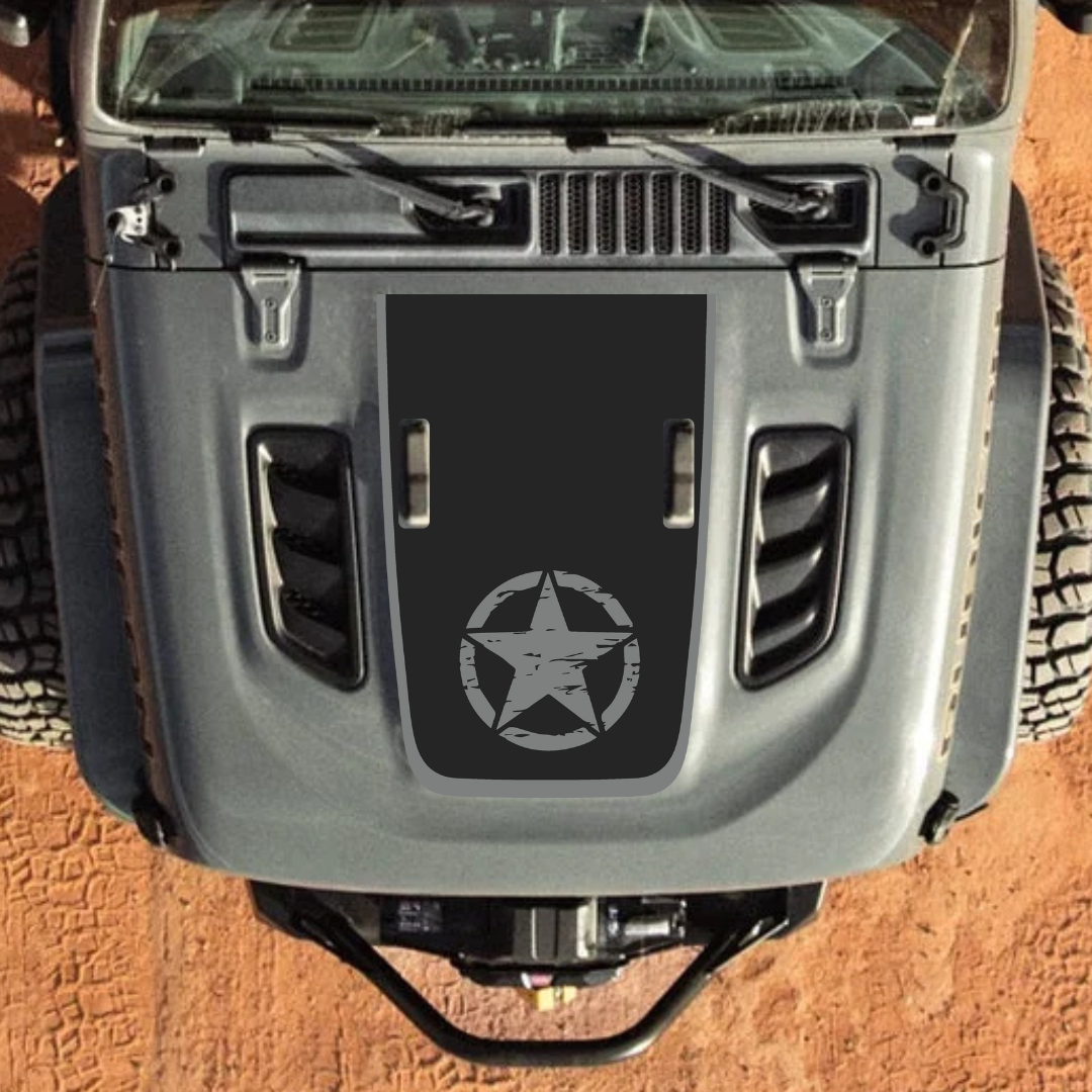 Hood Decal/Sticker – STAR Style Kit – for JL/JLU/JT/4XE Rubicon Hood – Made in Canada