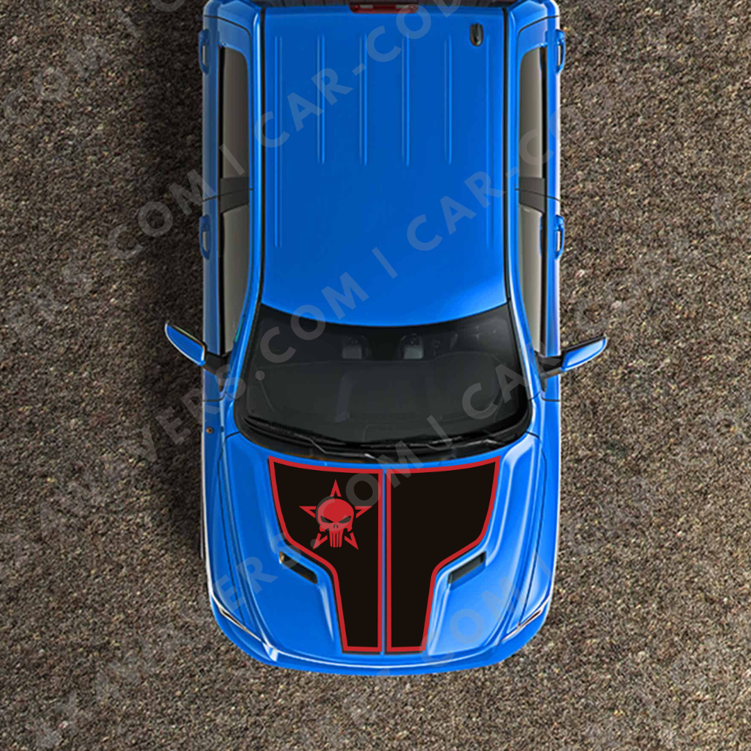 Hood Panel Decal/Sticker - Star Style Graphic Kit - For Ram 1500 2009-2018 Rebel - Premium Vinyl