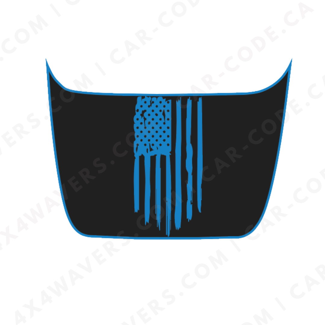 Tattered Flag Hood Panel – Accent Color Options – Ford F-150 Raptor (Gen 2 2017–2020, Gen 3 2021–2024) – Printed Matte 3M or Avery Cut Vinyl