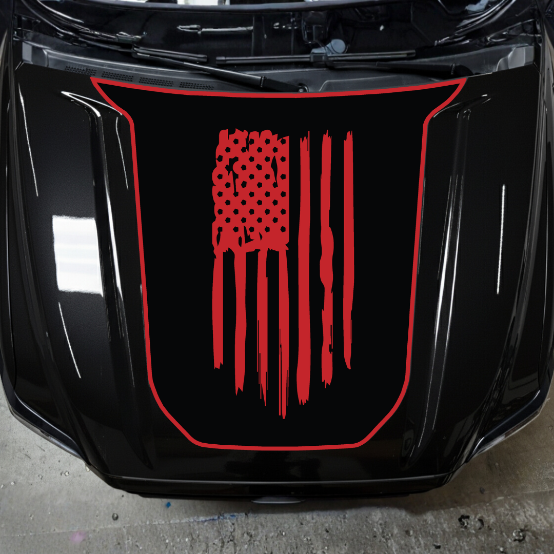 Hood Panel Decal/Sticker - USA Flag Graphic Kit - For Toyota Tacoma 2016-2023 - Premium Vinyl
