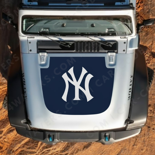 Hood Panel Decal/Sticker - Navy with Interlocking Custom Initials - For Wrangler JL/JK/JT – Made in Canada