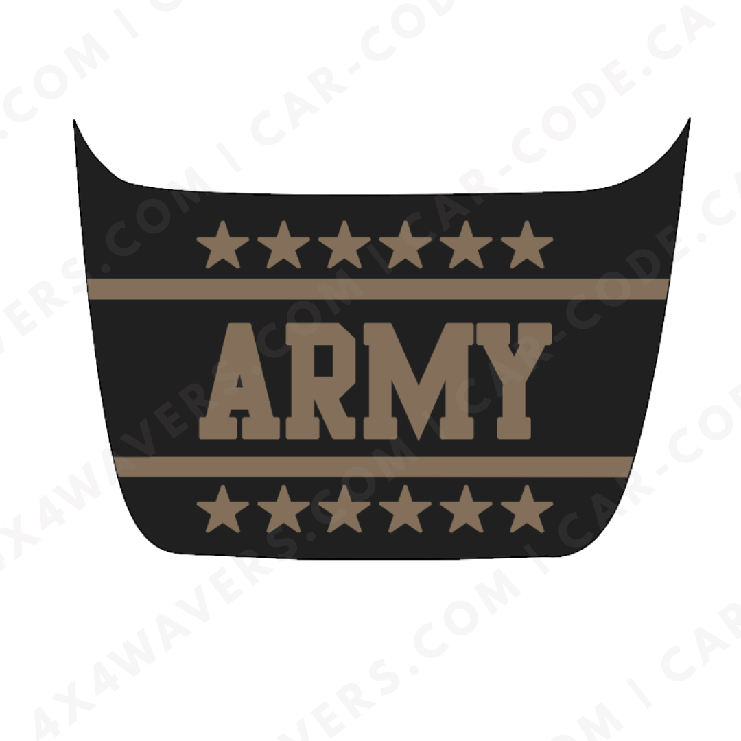 Hood Panel Decal/Sticker - MIL-Style Banner “ARMY” - For Ford F-150 Raptor 2017-2025 - Matte Printed 3M or Avery Cut-Vinyl