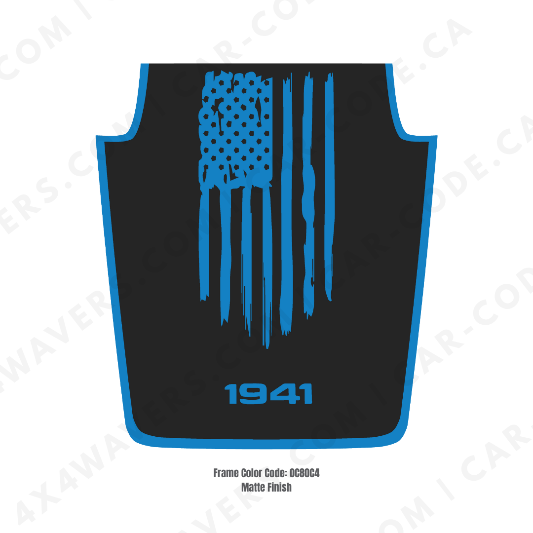 Decal Sticker Kit for JK Hood AMERICA 1941 Style – Vinyl Car Decals for Jeep Wrangler Models – Made in Canada Compatible with JK 2007 - 2018