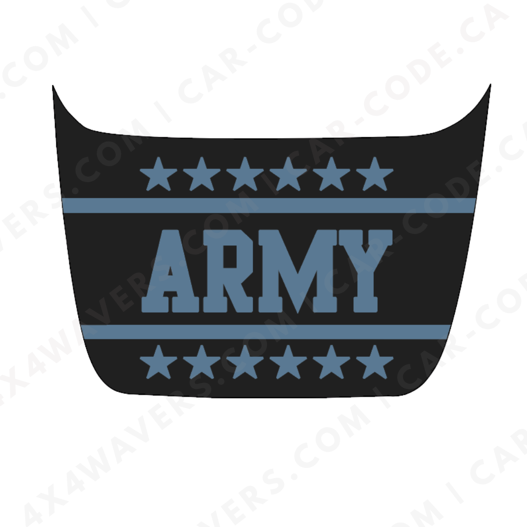 Hood Panel Decal/Sticker - MIL-Style Banner “ARMY” - For Ford F-150 Raptor 2017-2025 - Matte Printed 3M or Avery Cut-Vinyl