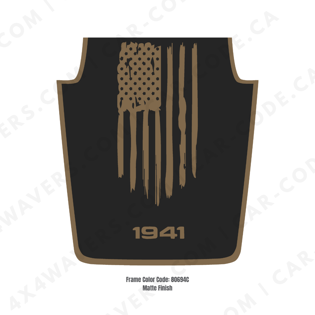 Decal Sticker Kit for JK Hood AMERICA 1941 Style – Vinyl Car Decals for Jeep Wrangler Models – Made in Canada Compatible with JK 2007 - 2018