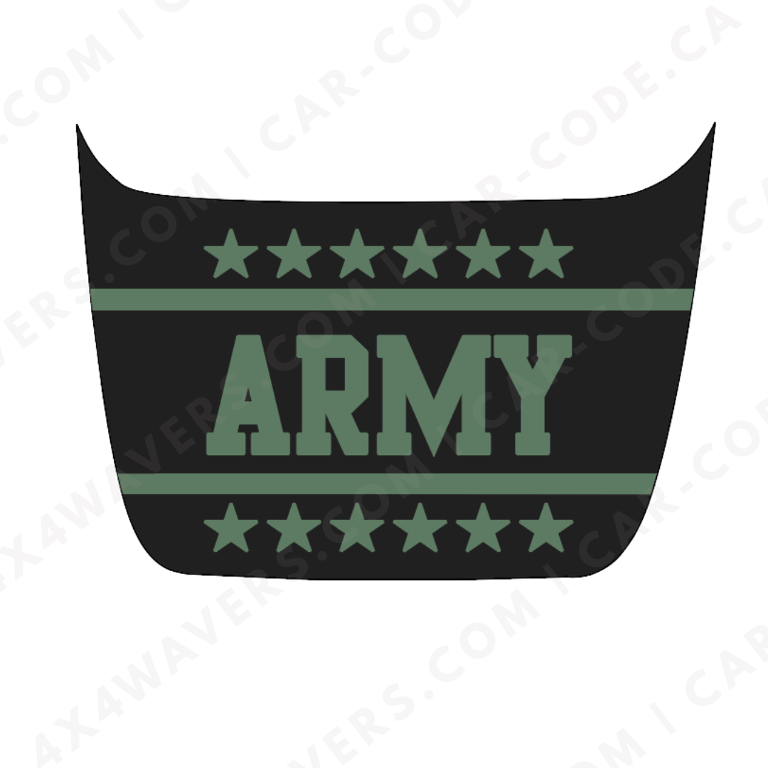 Hood Panel Decal/Sticker - MIL-Style Banner “ARMY” - For Ford F-150 Raptor 2017-2025 - Matte Printed 3M or Avery Cut-Vinyl