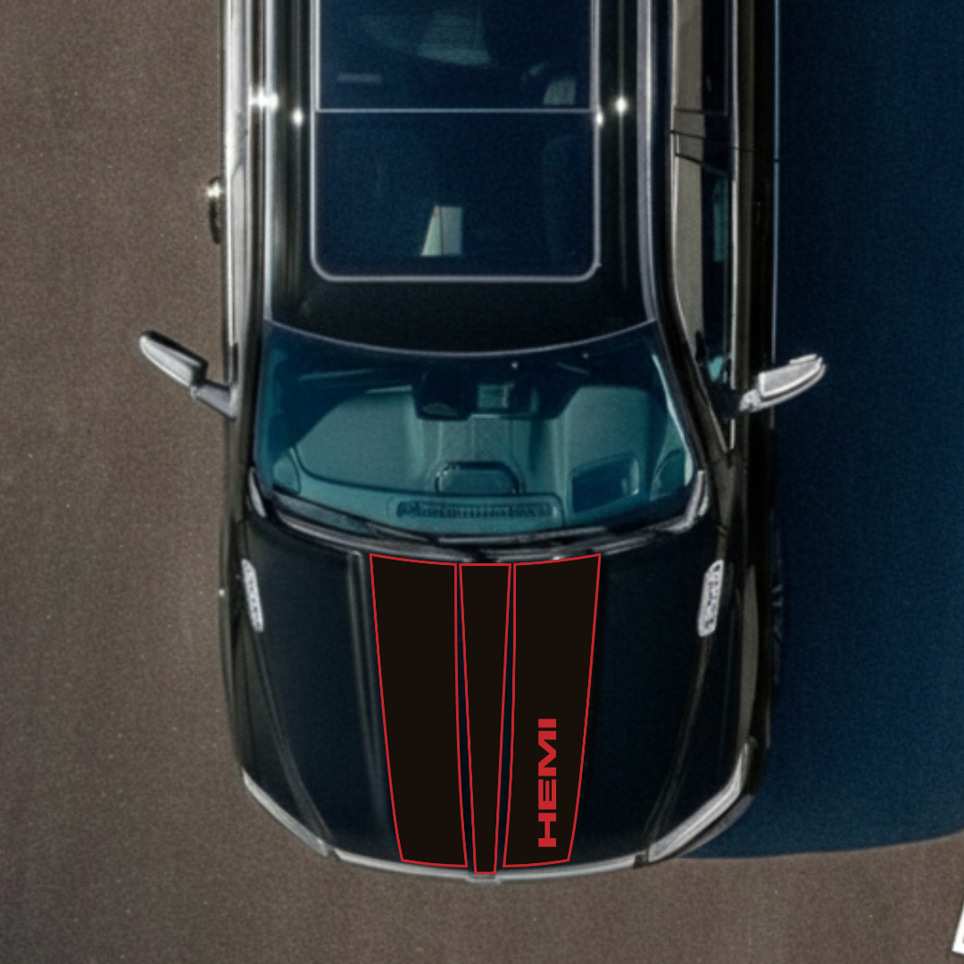 Hood Panel Decal/Sticker - Sports Style Graphic Kit - For Ram 1500 2019-2025 - Premium Vinyl