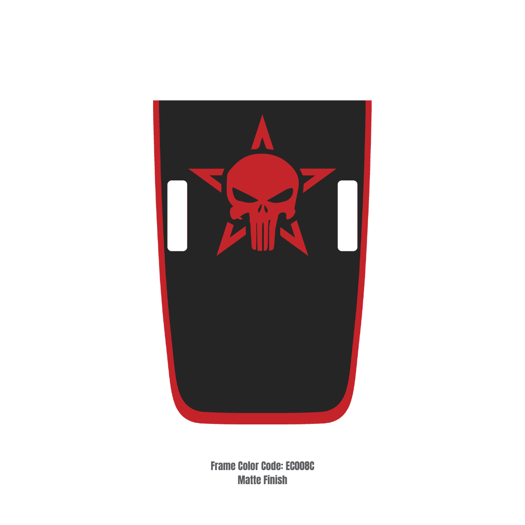 Hood Decal/Sticker – Punisher Style Kit – for JL/JLU/JT/4XE Rubicon Hood – Made in Canada