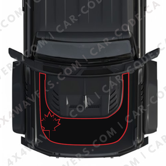 Hood Panel Decal/Sticker - Maple Leaf Graphic Kit - For Ford Bronco Raptor 2021-2024 - Premium Vinyl