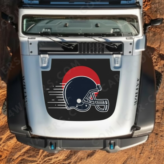 Gridiron Speed Helmet Hood Panel – Wrangler JL/JLU/JT (2018–2025) & JK/JKU (2007–2018) – Navy/Red “NY Colorway” – Printed 3M (Matte) or Avery Cut Vinyl