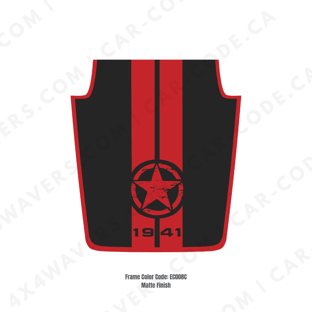 Decal Sticker Kit for JK Hood Star 1941 Style – Vinyl Car Decals for Jeep Wrangler Models – Made in Canada Compatible with JK 2007 - 2018