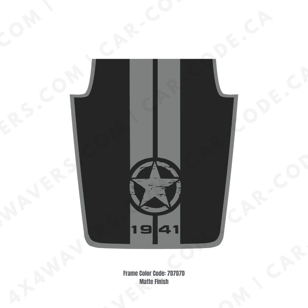 Decal Sticker Kit for JK Hood Star 1941 Style – Vinyl Car Decals for Jeep Wrangler Models – Made in Canada Compatible with JK 2007 - 2018