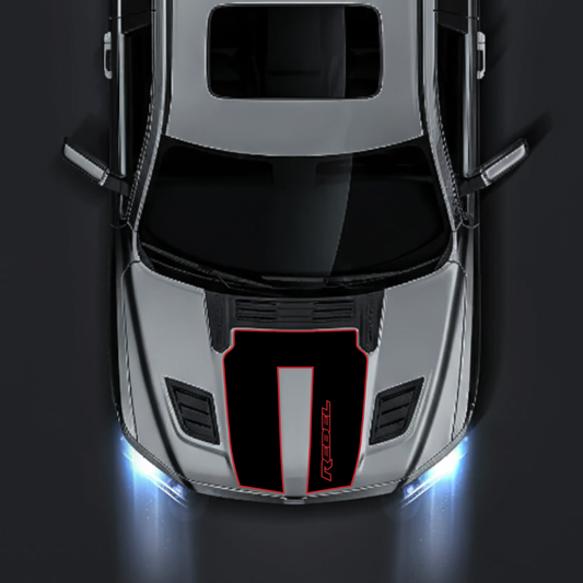 Hood Panel Decal/Sticker - Rebel Style Graphic Kit - For Ram 1500 2019-2025 Rebel - Premium Vinyl