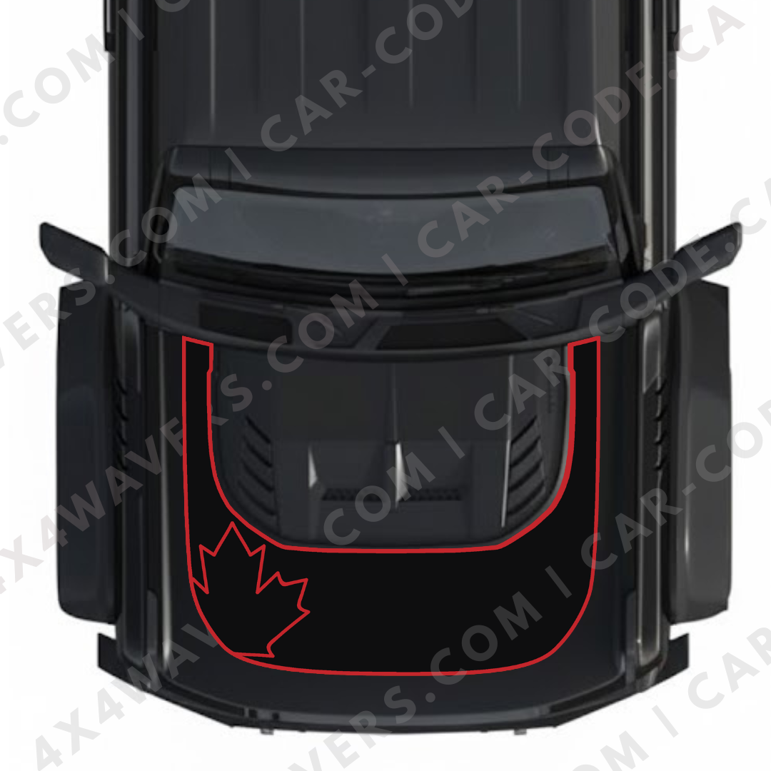 Hood Panel Decal/Sticker - Canada Leaf Graphic Kit - For Ford Bronco Raptor 2021-2024 - Premium Vinyl